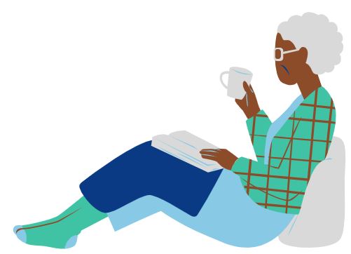 Person sipping tea reading a book